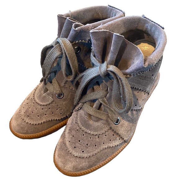 Isabel Marant Bobby Leather Sneakers Suede Nubuck Ankle Lace Up Booties 38 8 - Picture 3 of 14